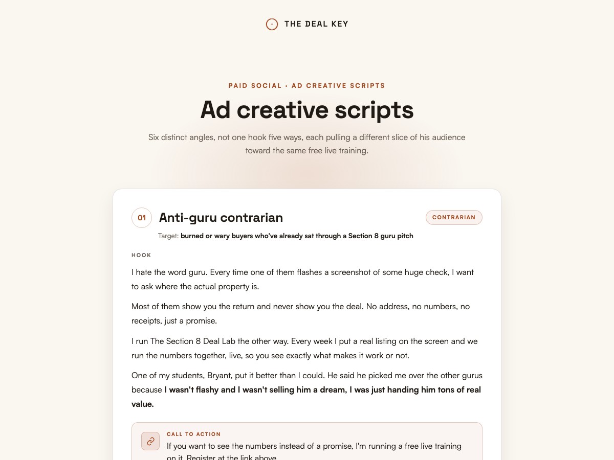 Ad creative scripts preview