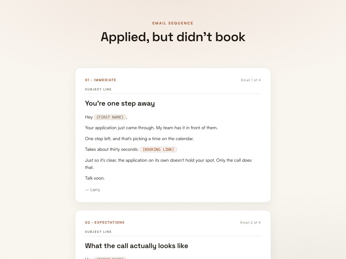 Applied, not booked preview