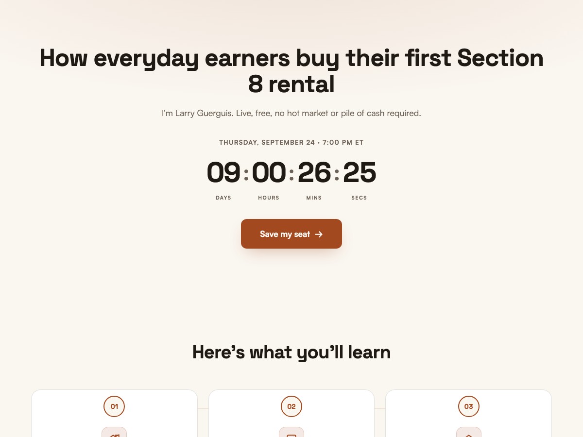 Registration page preview